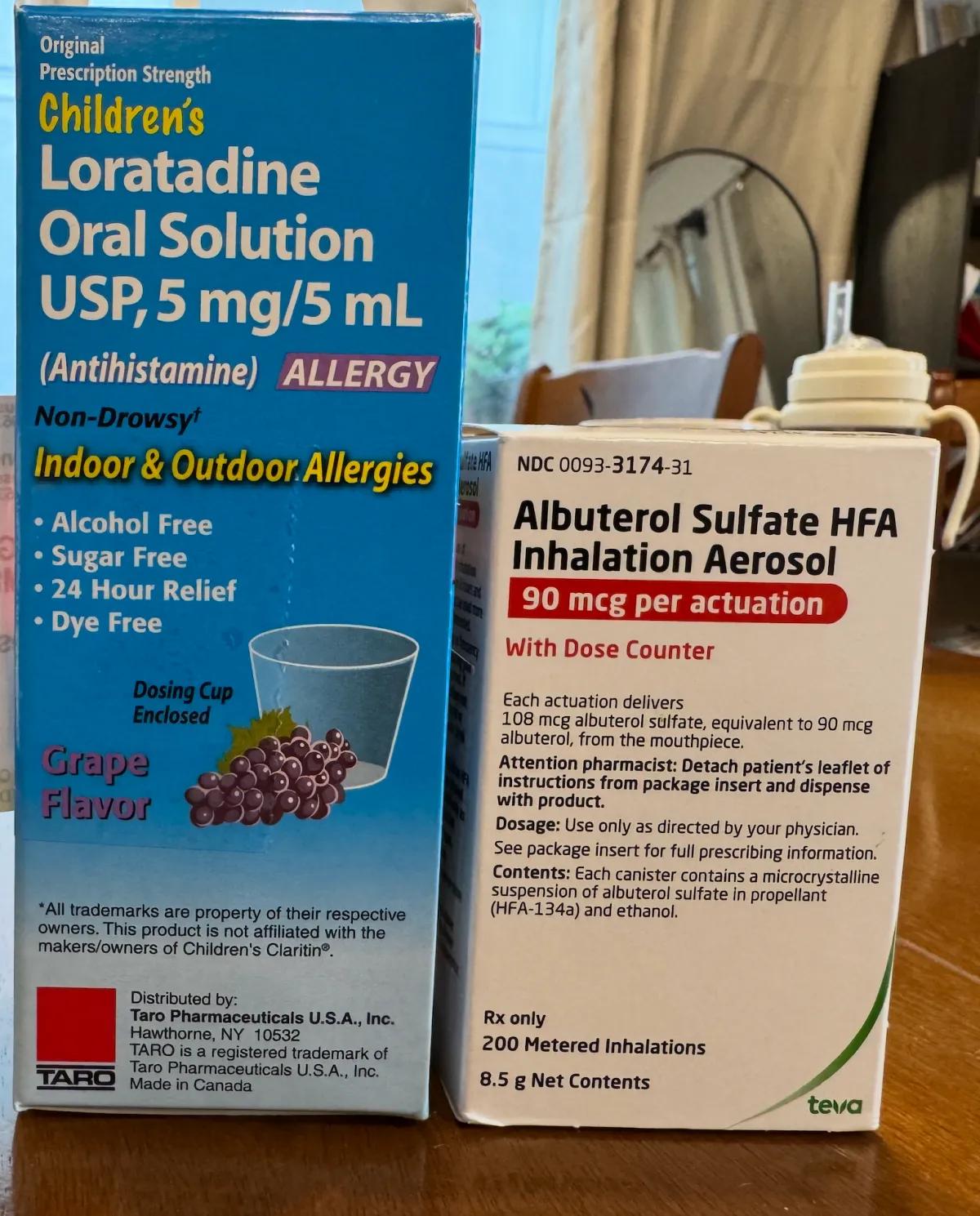 Prescriptions from the visit: Children's Loratadine oral solution and Albuterol Sulfate HFA inhalation aerosol